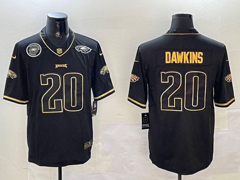 Men Philadelphia Eagles #20 Dawkins Black Gold Throwback 2024 Nike Limited NFL Jersey style 4->pittsburgh steelers->NFL Jersey